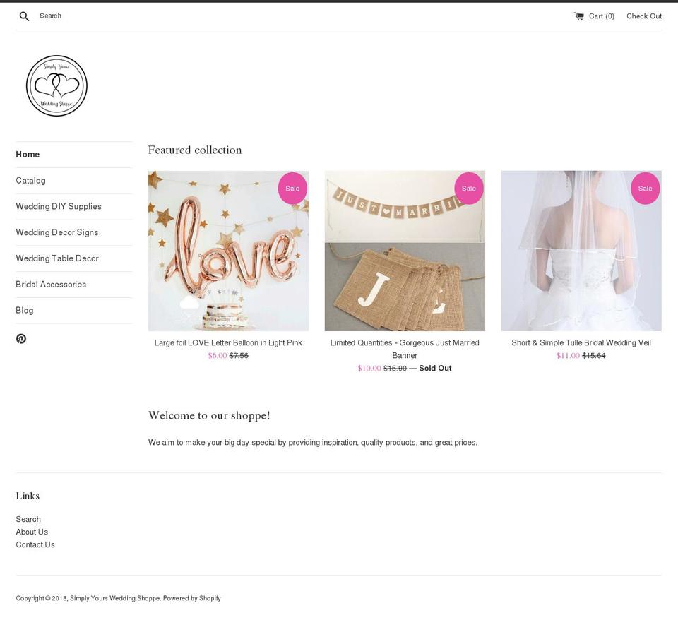 simplyyoursweddingshoppe.com — Shopify storefront screenshot