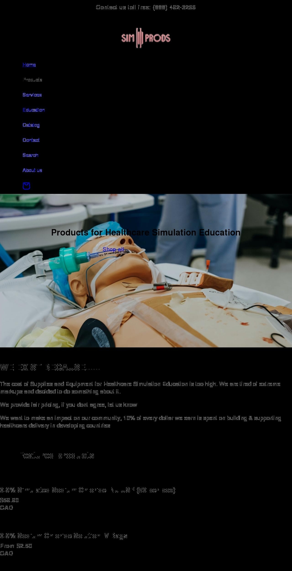 simprods.com shopify website screenshot
