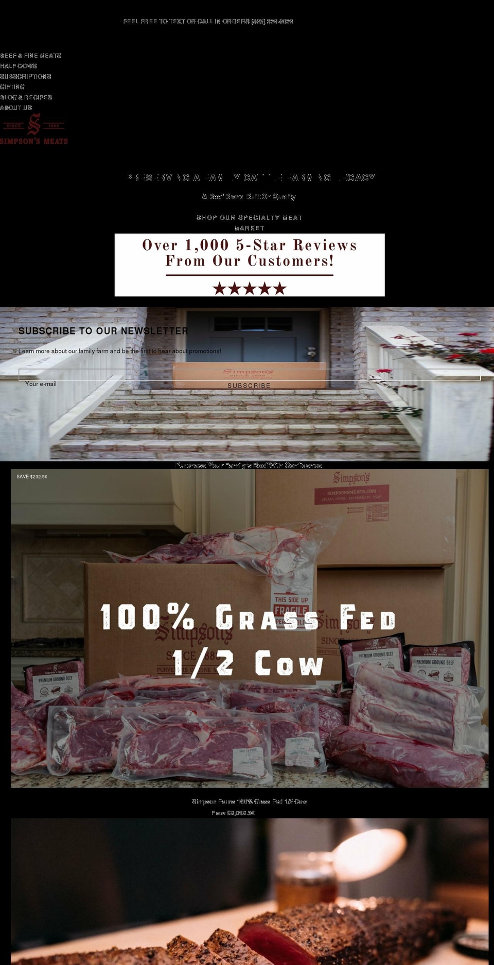 simpsonsmeats.com shopify website screenshot