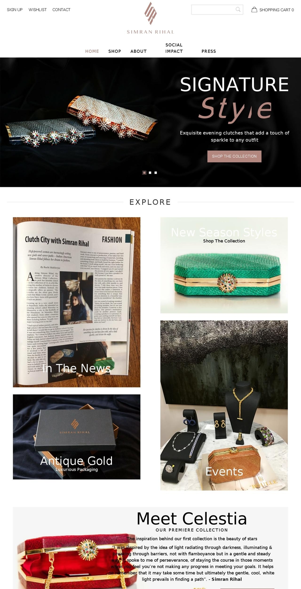simranrihal.com — Shopify storefront screenshot