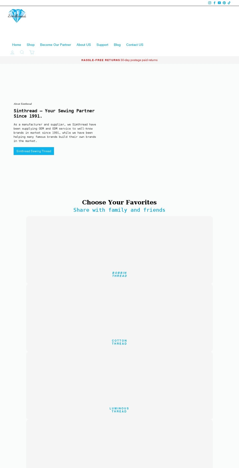 simthreads.com shopify website screenshot
