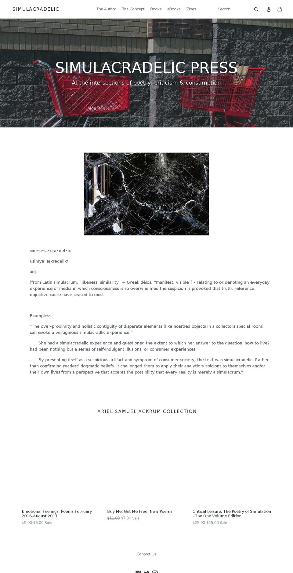 simulacradelic.com shopify website screenshot