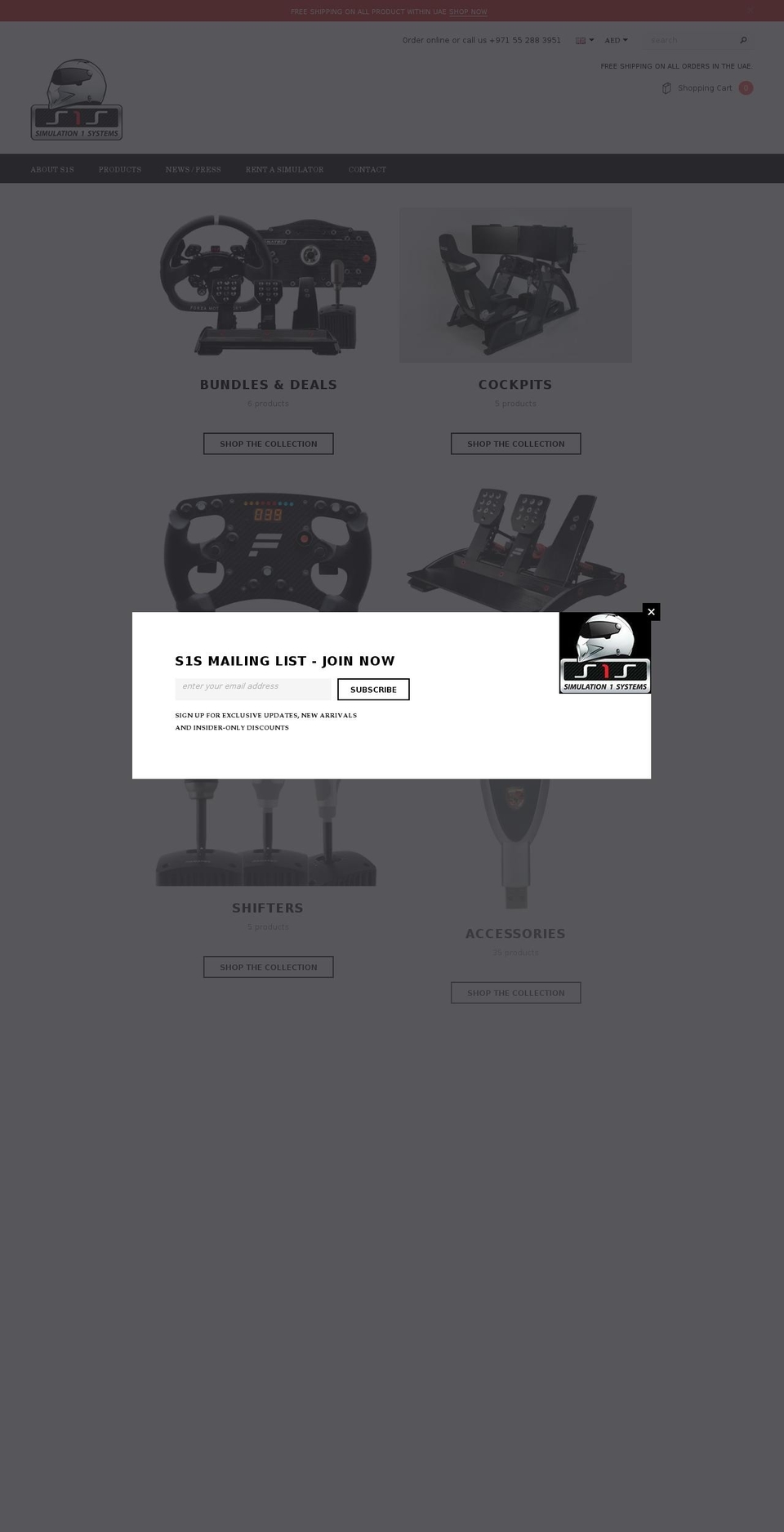 simulation1systems.com — Shopify storefront screenshot