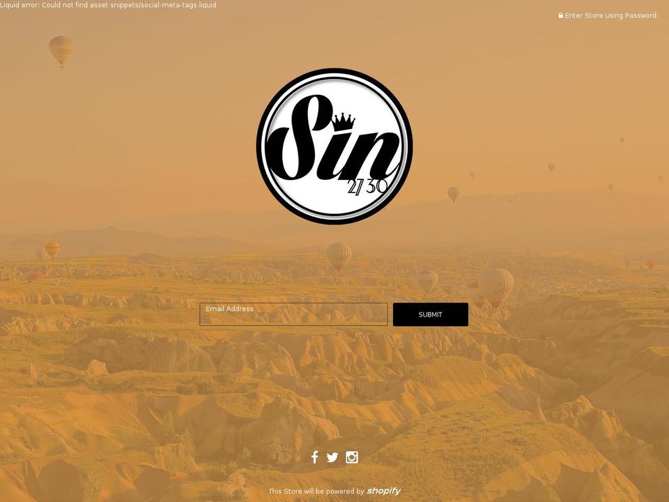 sin2730.com shopify website screenshot