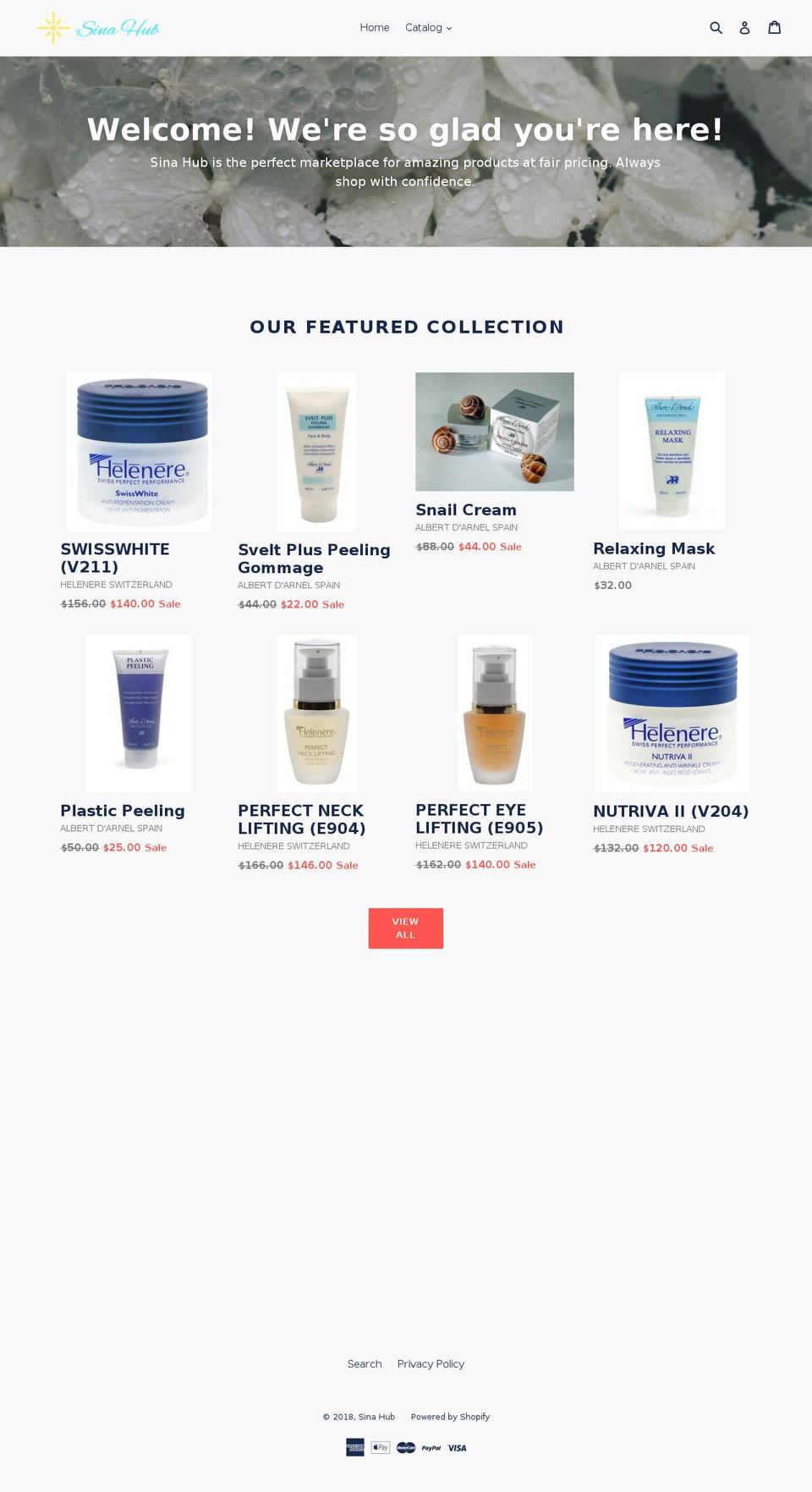 sinahub.com shopify website screenshot