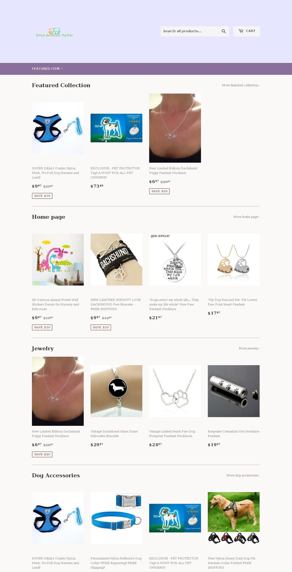sinceanimalsmatter.com — Shopify storefront screenshot