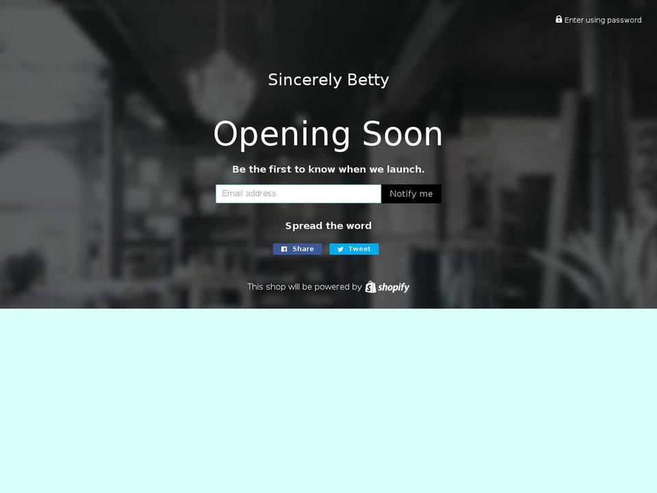 sincerelybetty.com — Shopify storefront screenshot