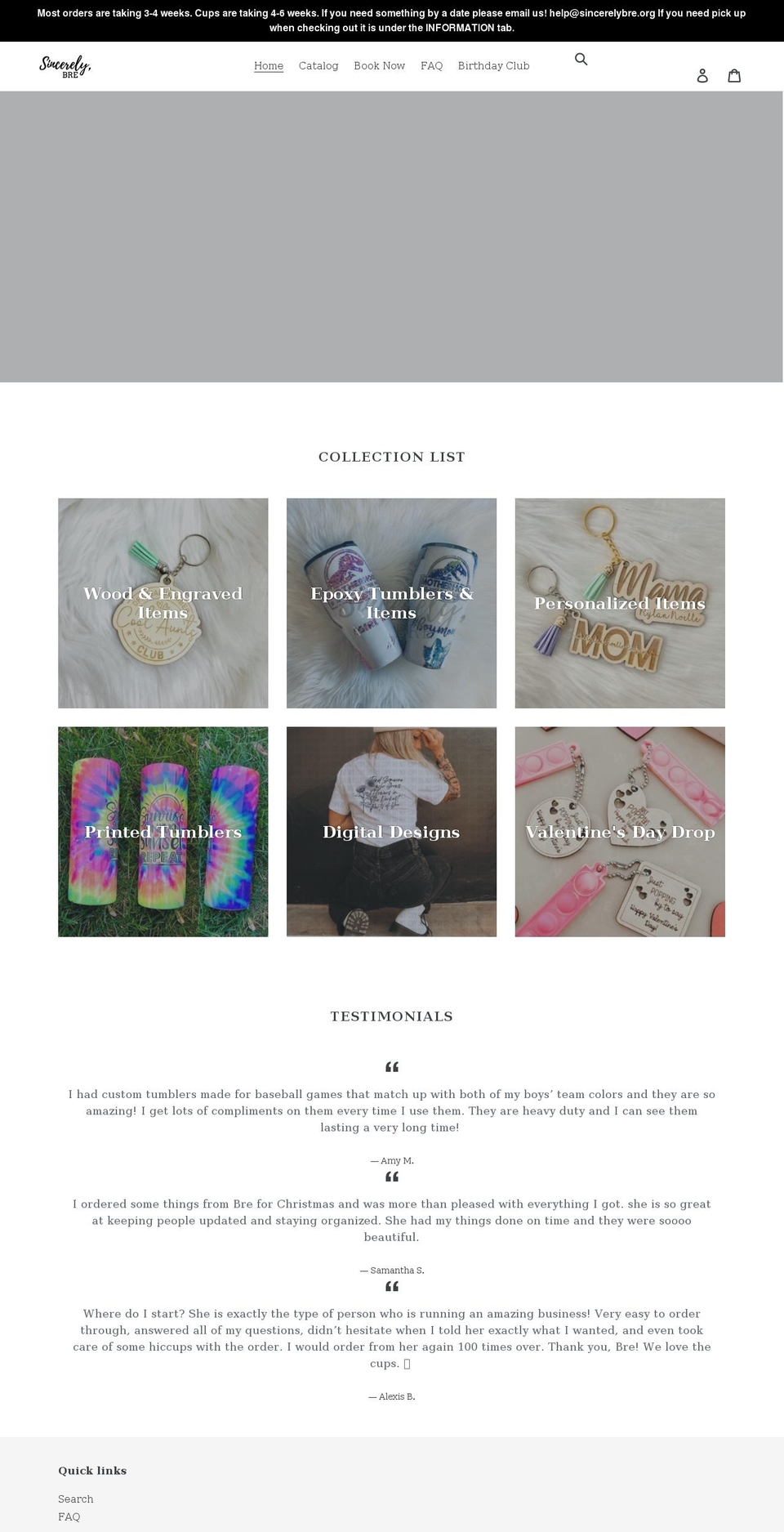 sincerelybre.org shopify website screenshot