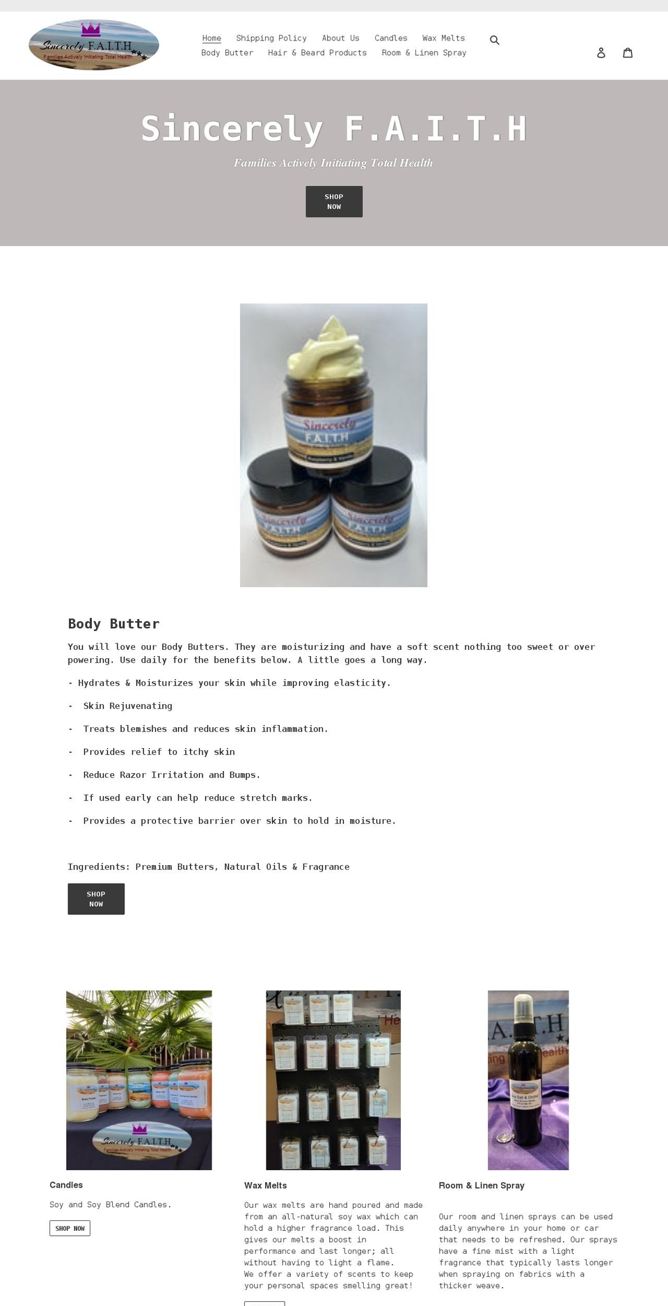 sincerelyfaith.com shopify website screenshot