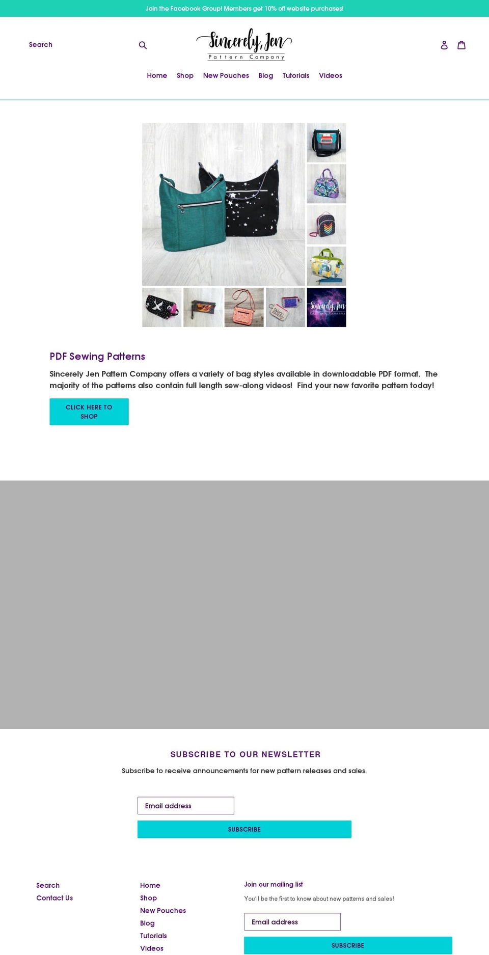 sincerelyjenpatterns.com shopify website screenshot