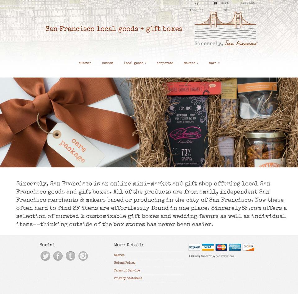 sincerelysanfrancisco.com shopify website screenshot