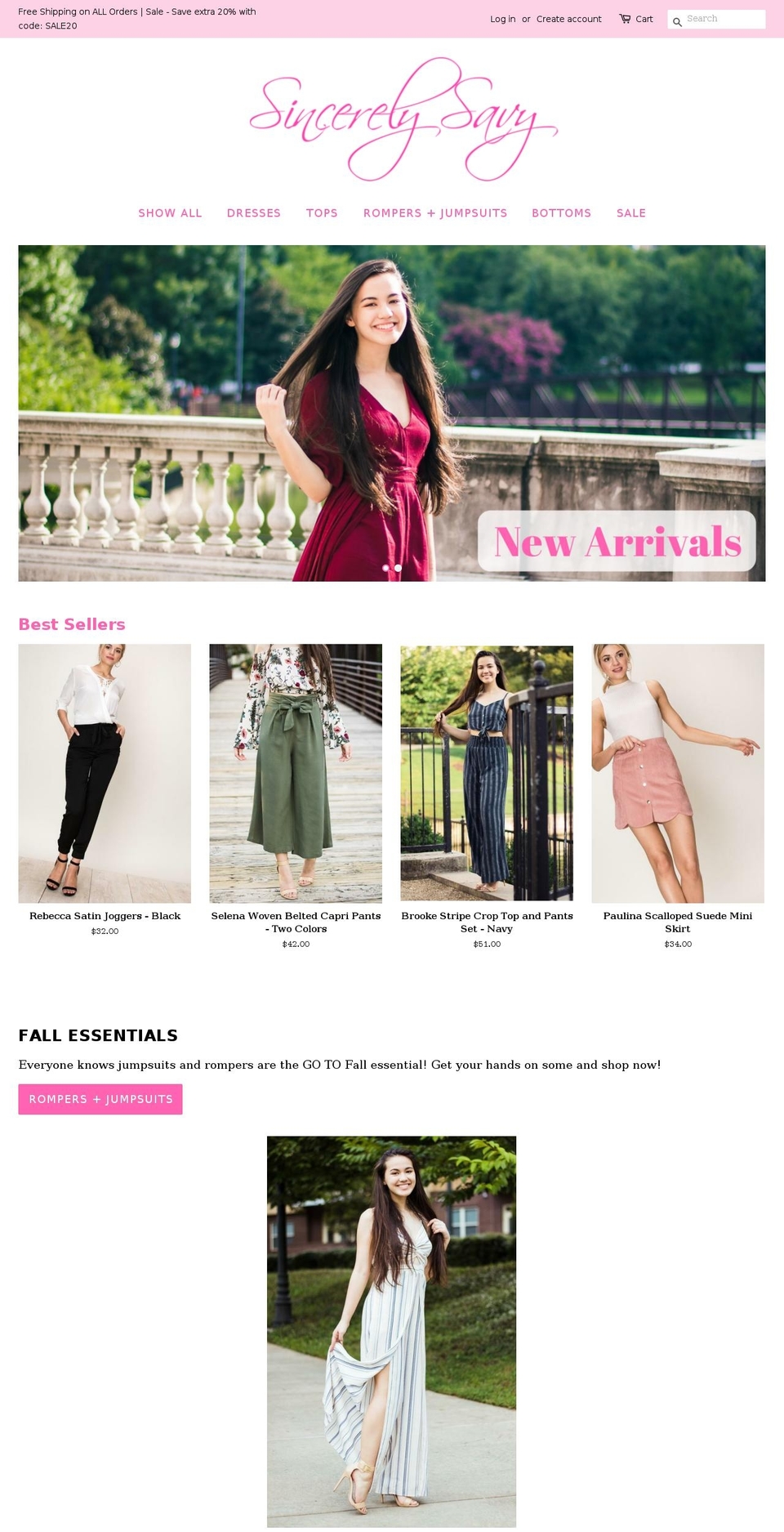 sincerelysavy.com — Shopify storefront screenshot