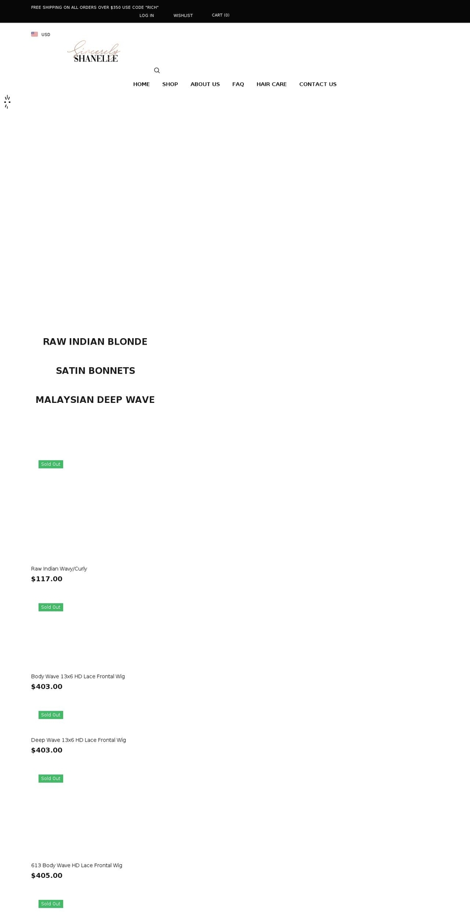 sincerelyshanelle.com shopify website screenshot