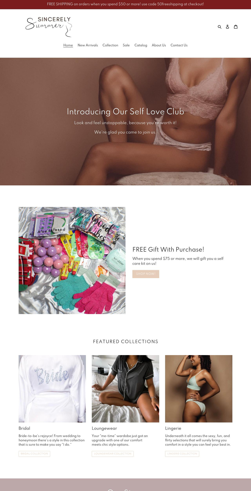 sincerelysummer.com shopify website screenshot