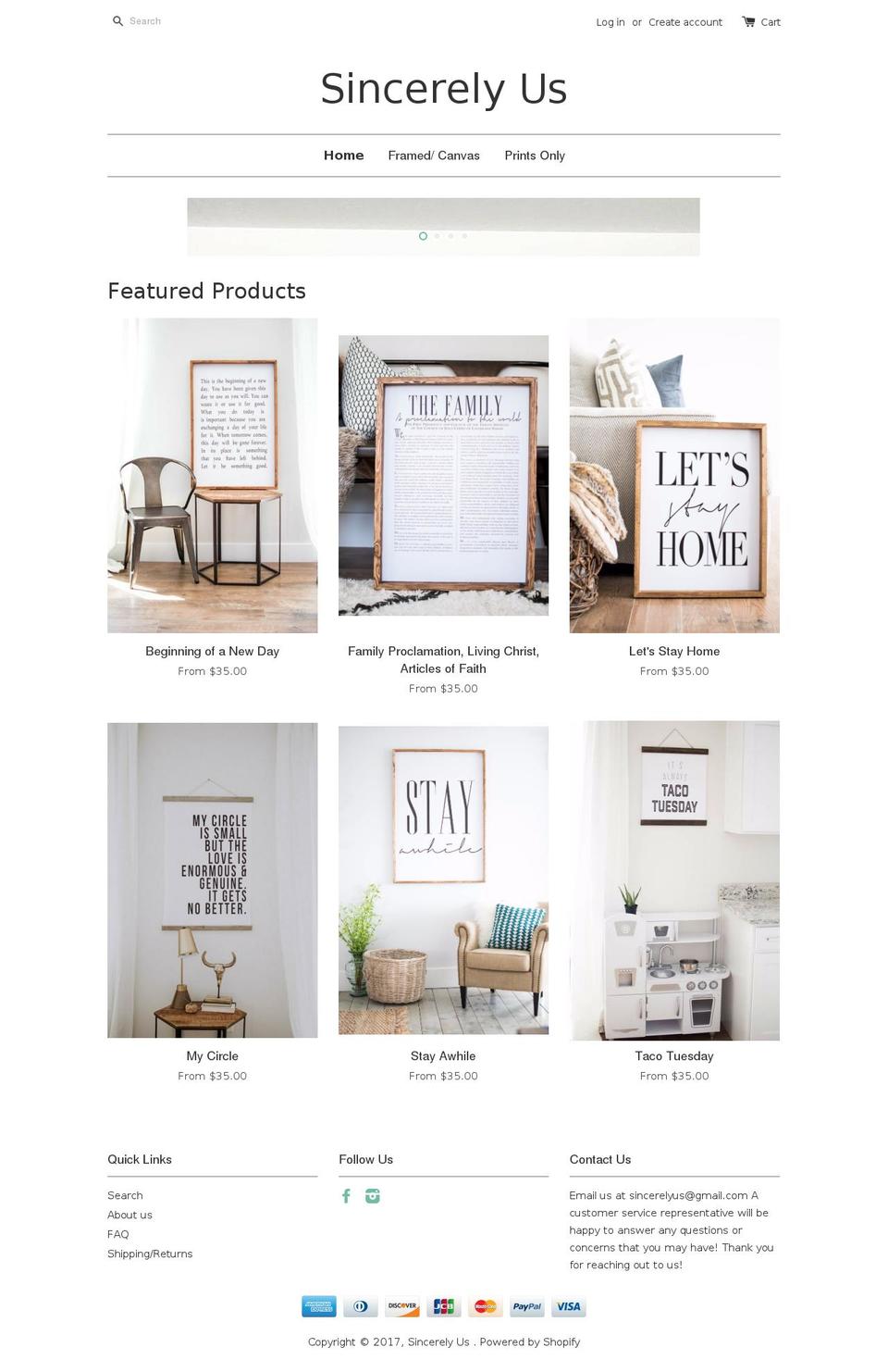 sincerelyusshop.com shopify website screenshot