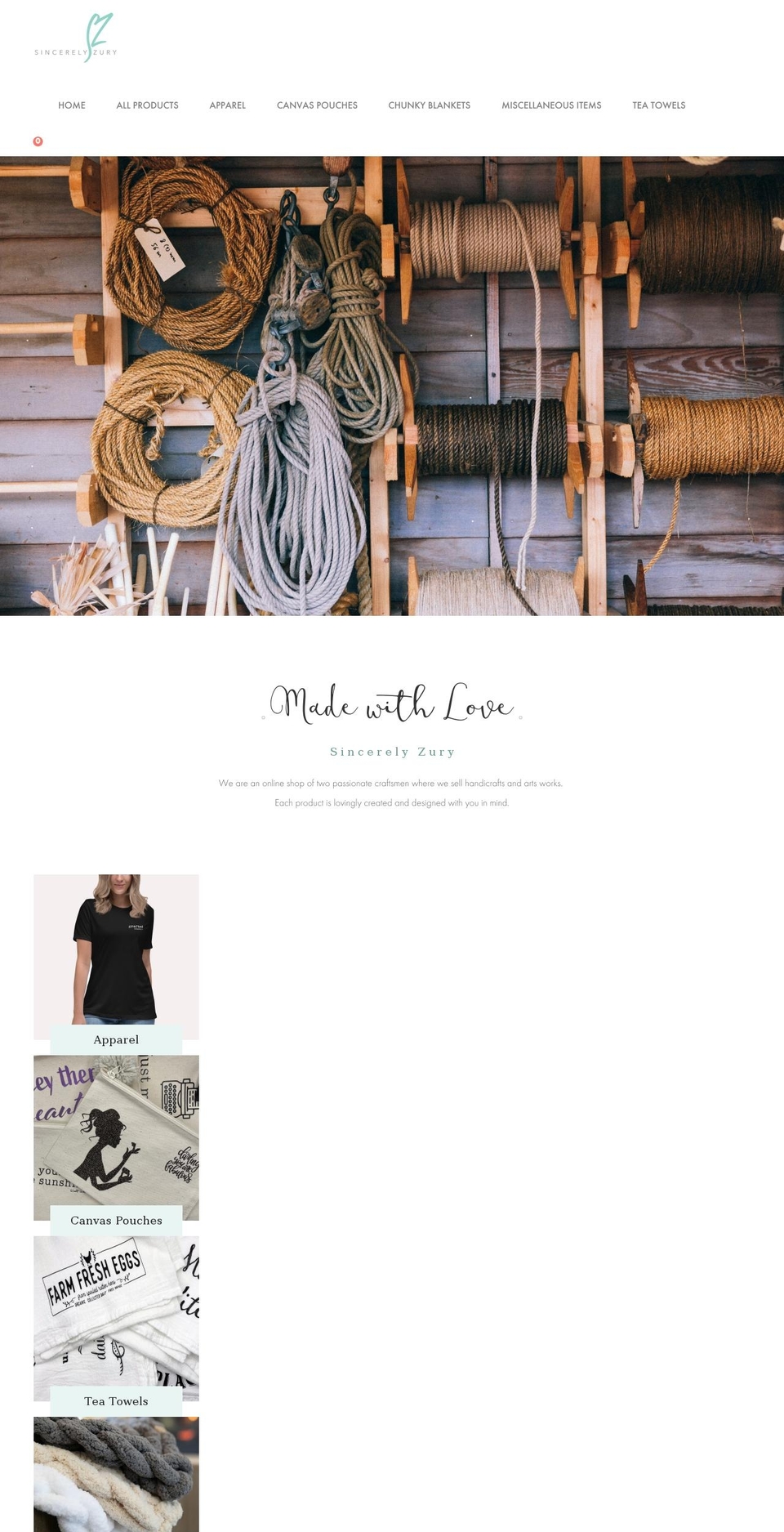 sincerelyzury.com shopify website screenshot