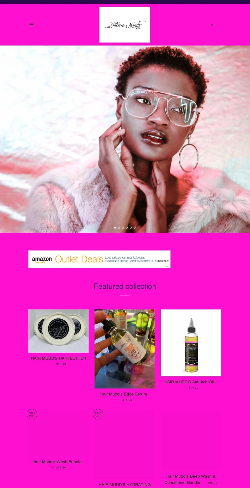 sincereminds.com shopify website screenshot