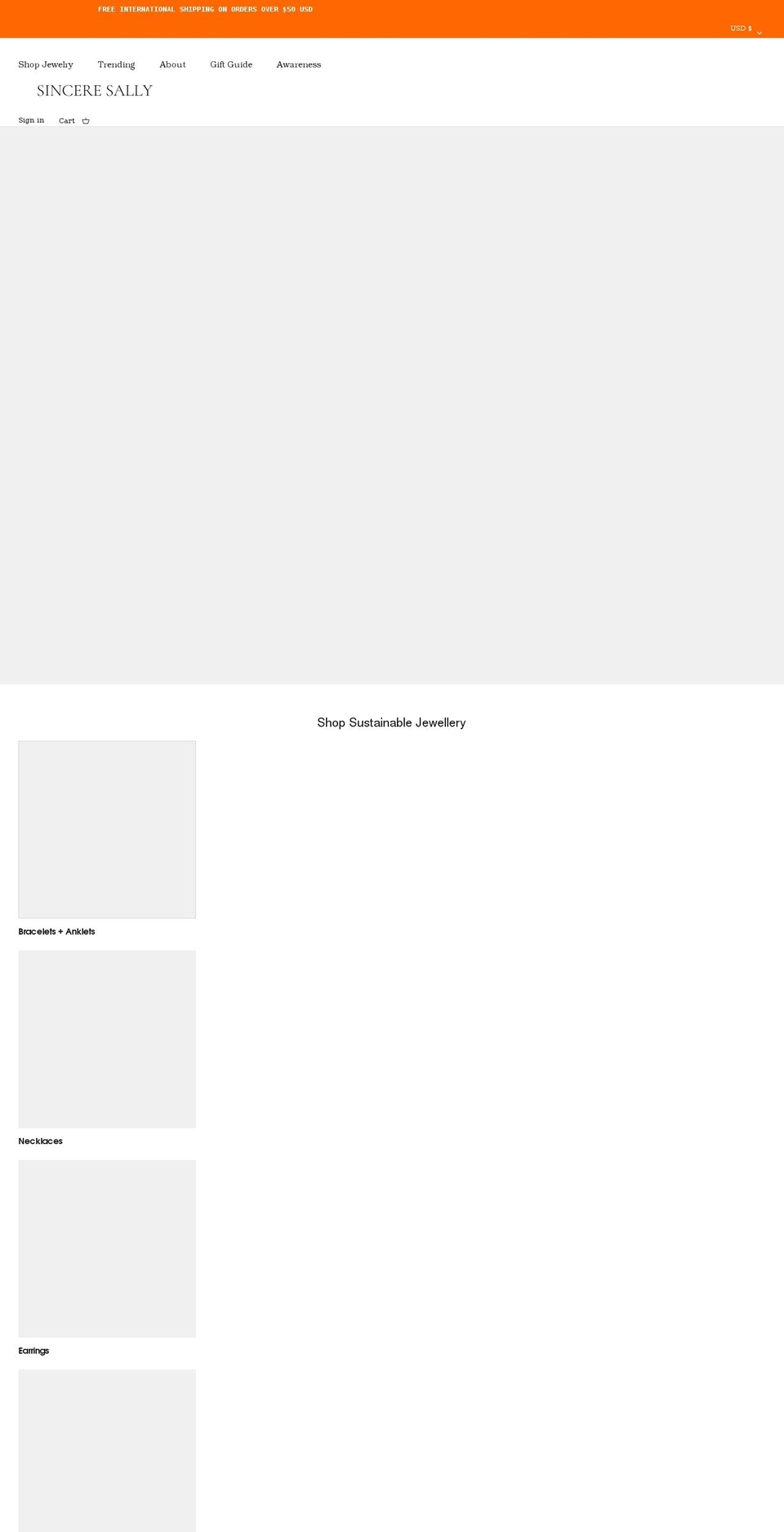 sinceresally.com shopify website screenshot