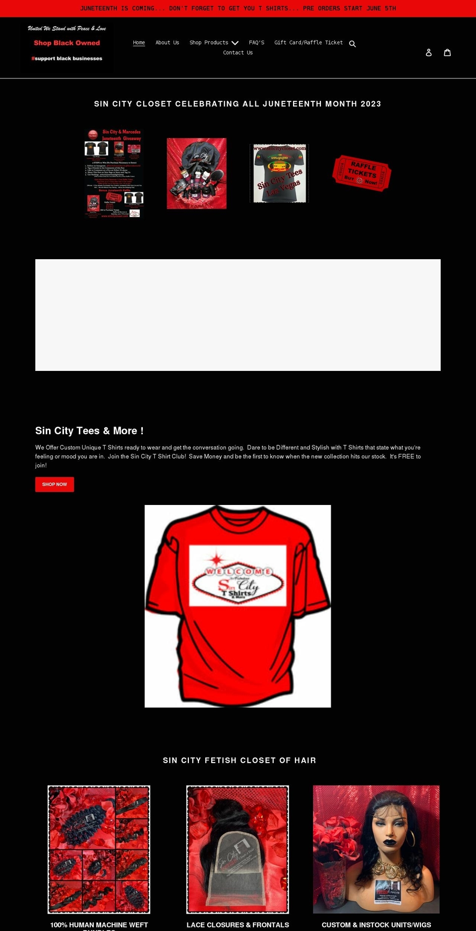 sincitycloset.com shopify website screenshot