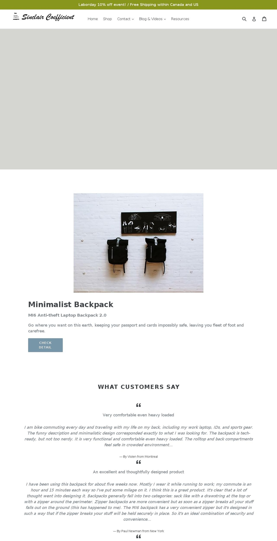 sinclaircoefficient.com — Shopify storefront screenshot