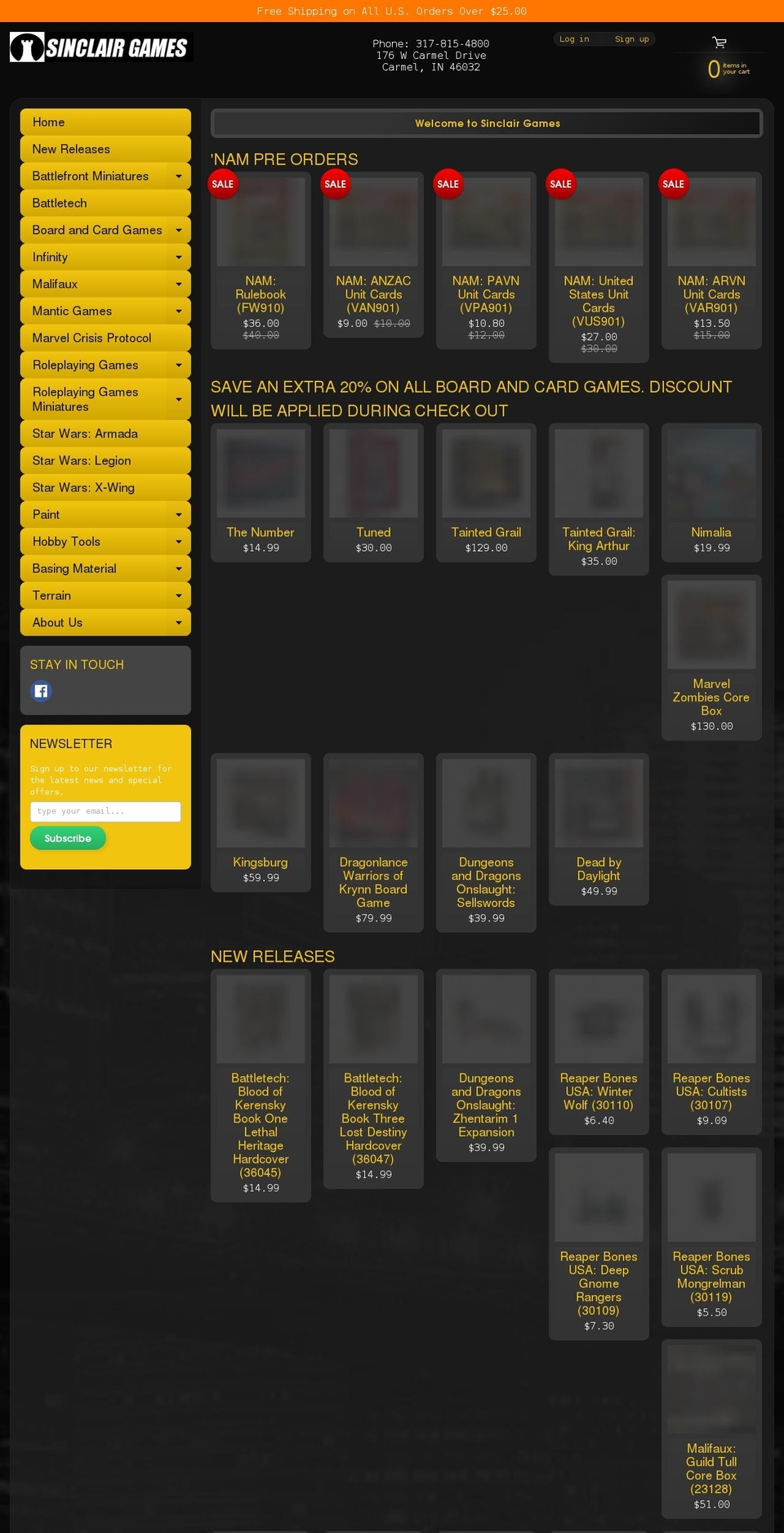 sinclairgames.com shopify website screenshot
