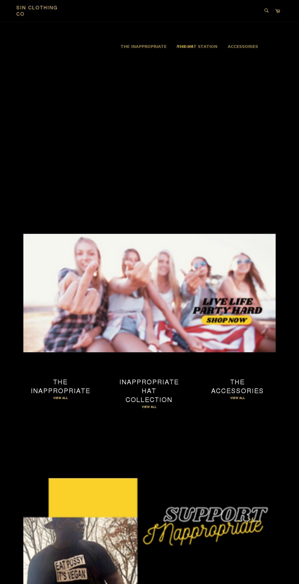 sinclothingco.com shopify website screenshot