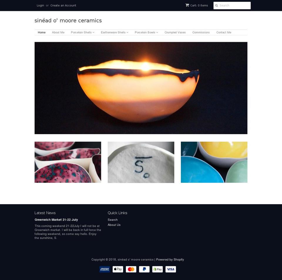 sineadomoore.com shopify website screenshot