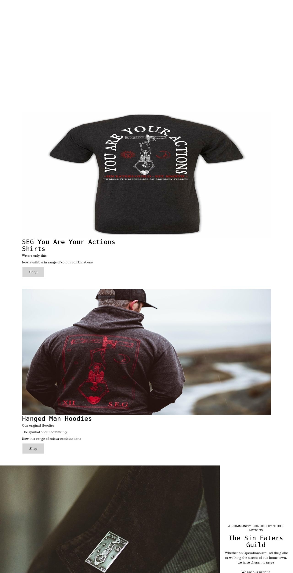 sineatersguild.com — Shopify storefront screenshot