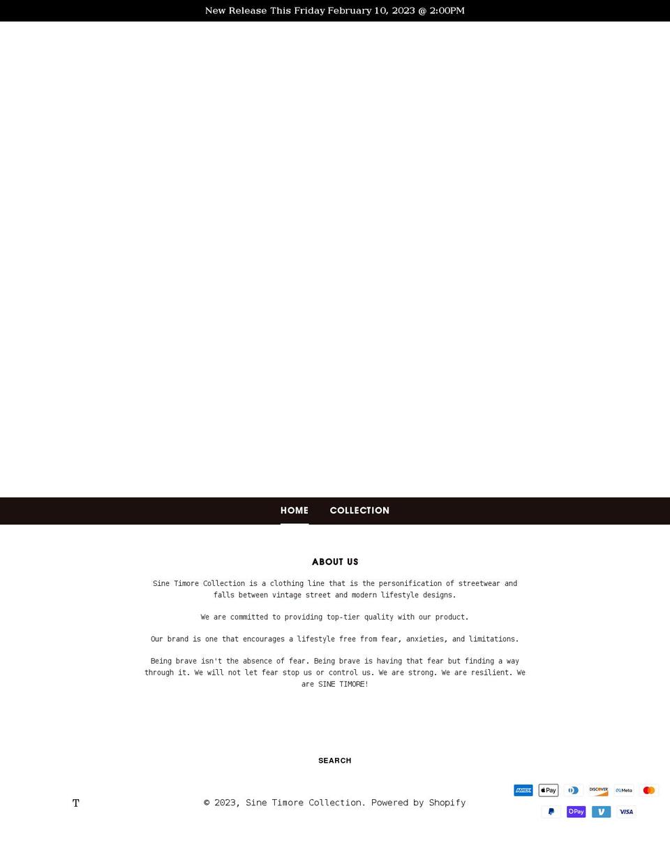 sinetimorecollection.com shopify website screenshot