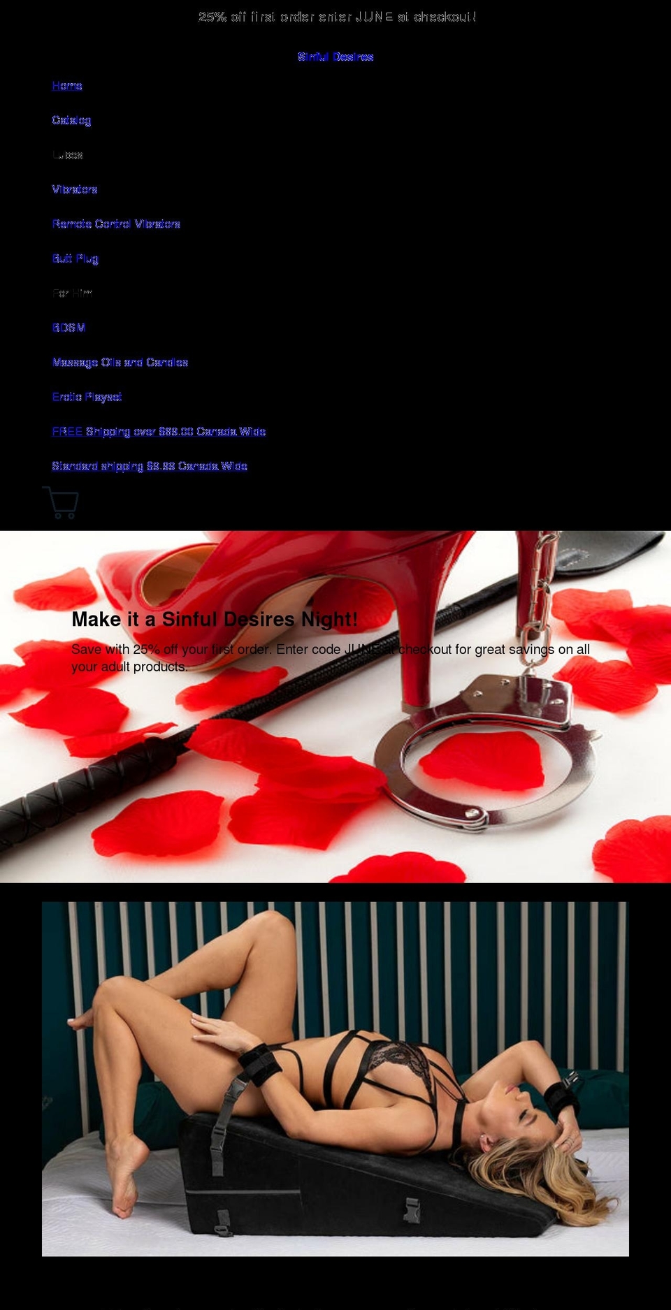sinfuldesires.ca shopify website screenshot