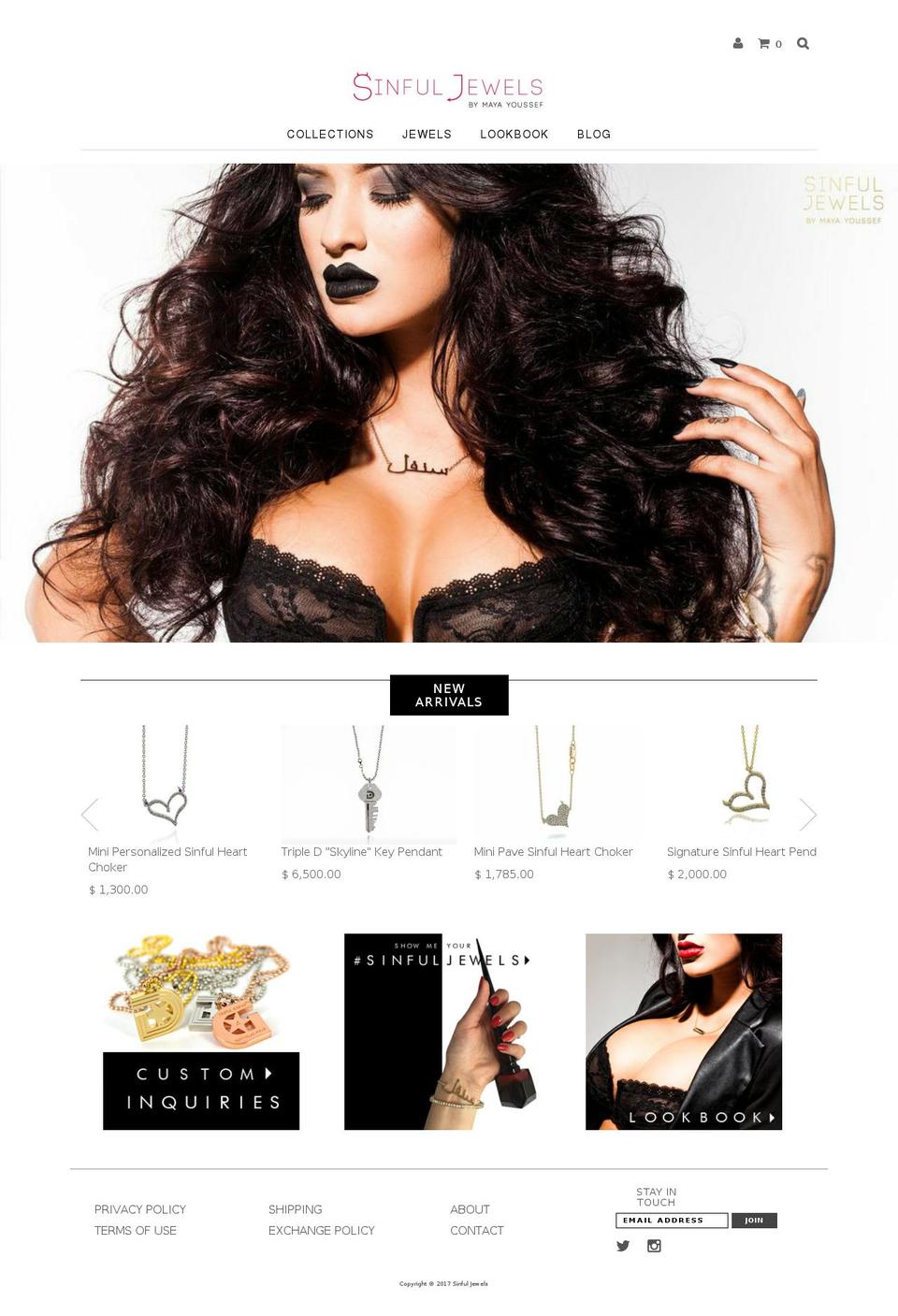 sinfuljewels.com shopify website screenshot