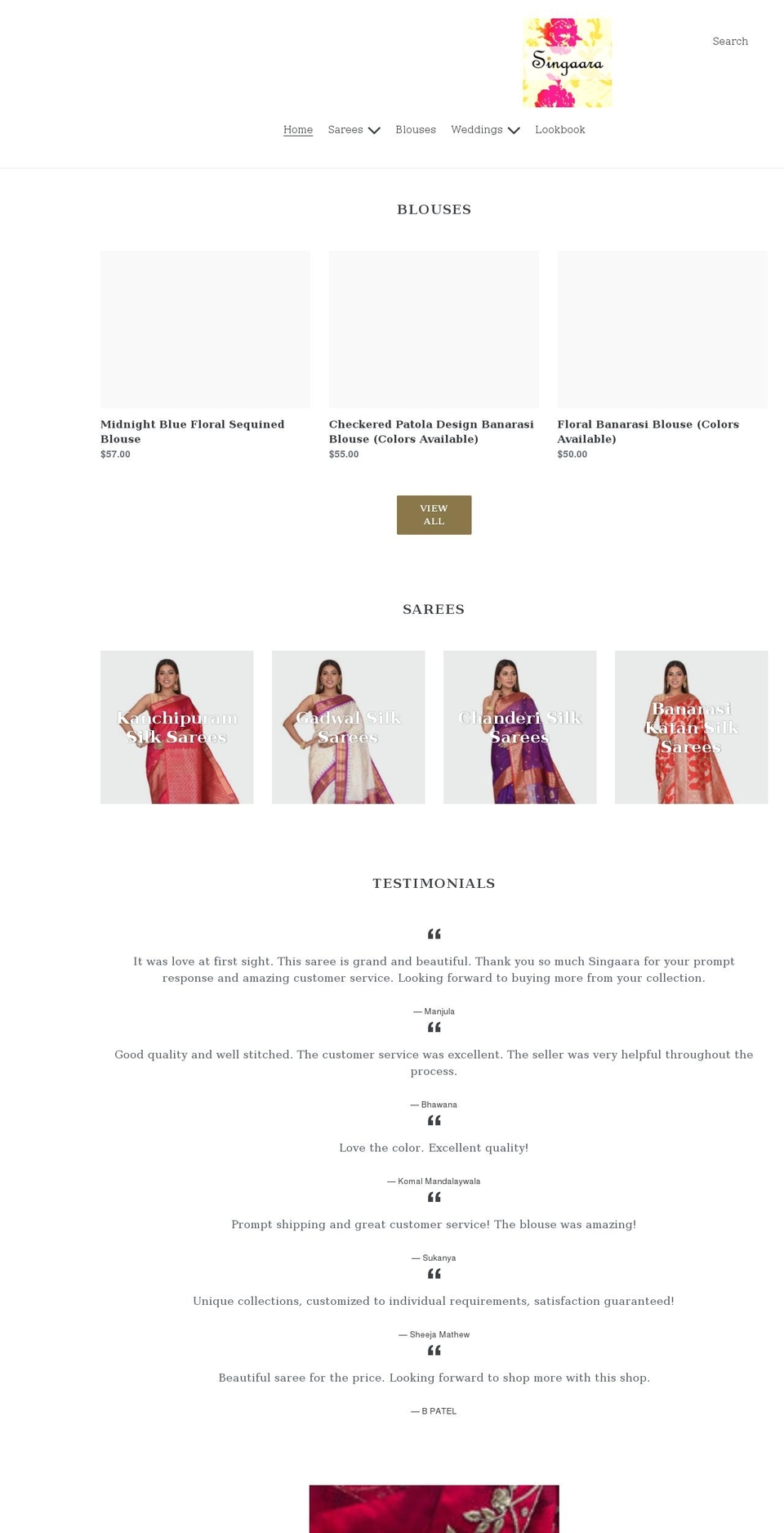 singaara.com shopify website screenshot