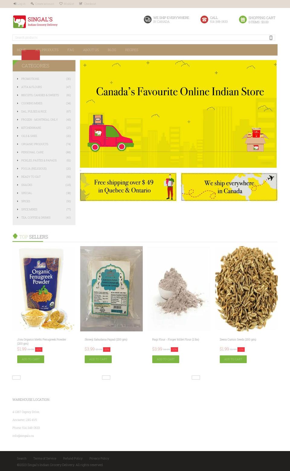 singals.ca shopify website screenshot