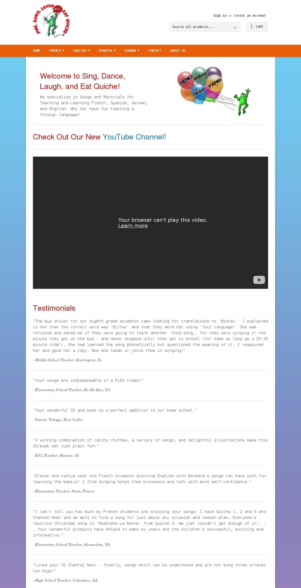 singdancelaugh.com shopify website screenshot