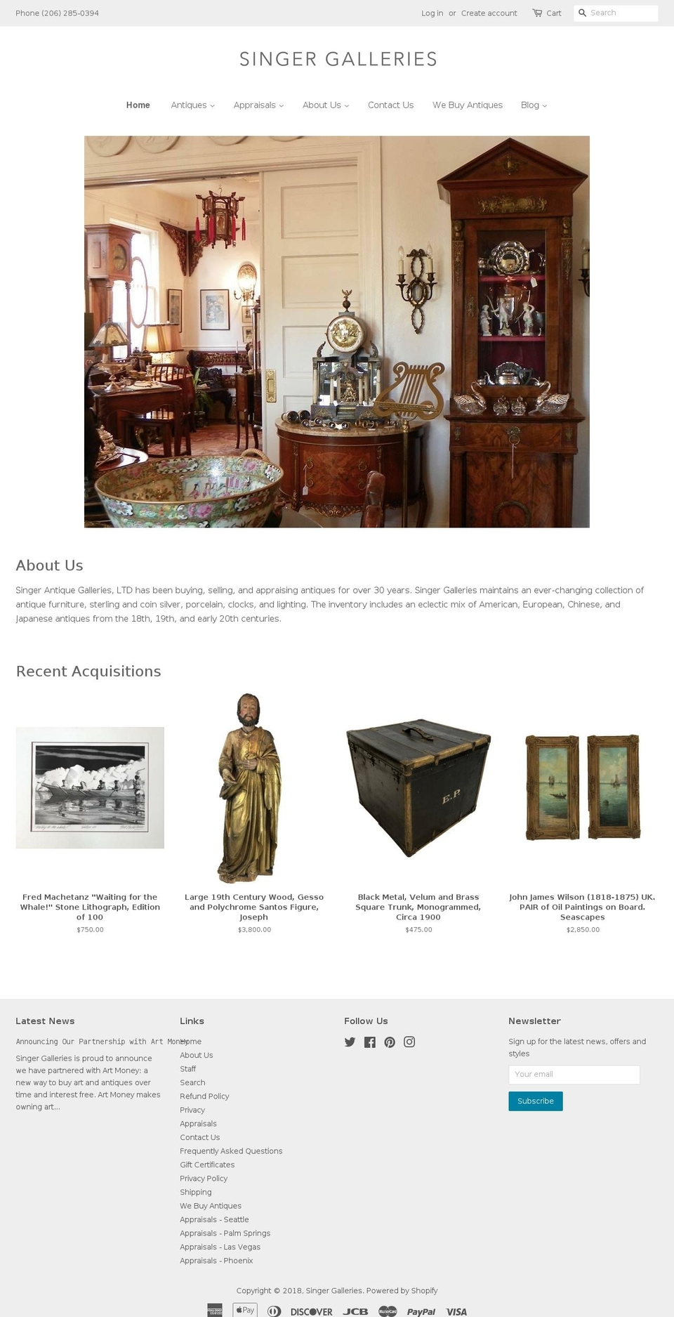 singerantiques.com shopify website screenshot