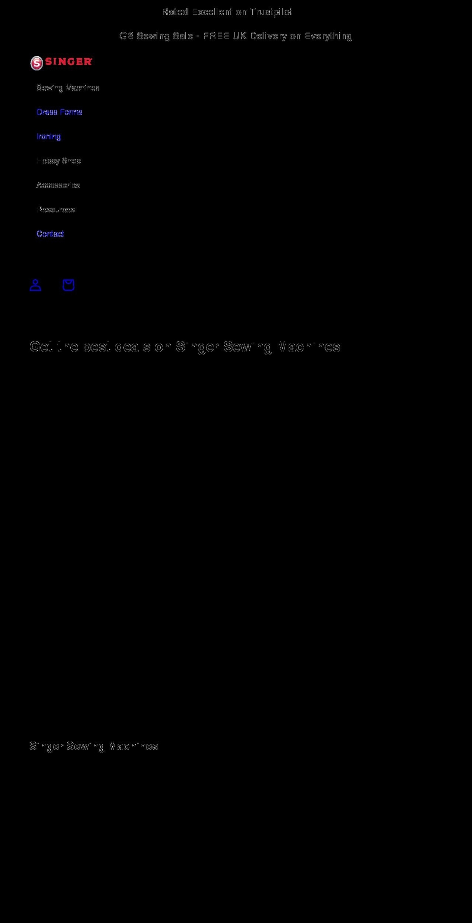 singeroutlet.co.uk shopify website screenshot
