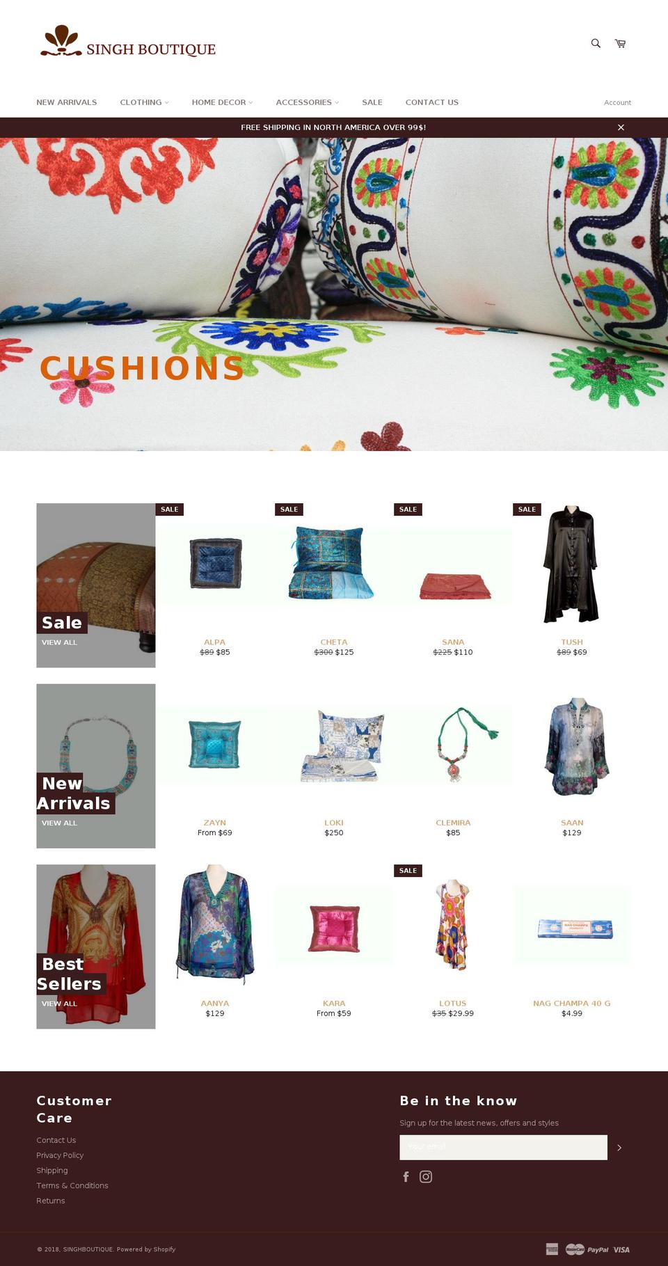 singhboutique.com shopify website screenshot