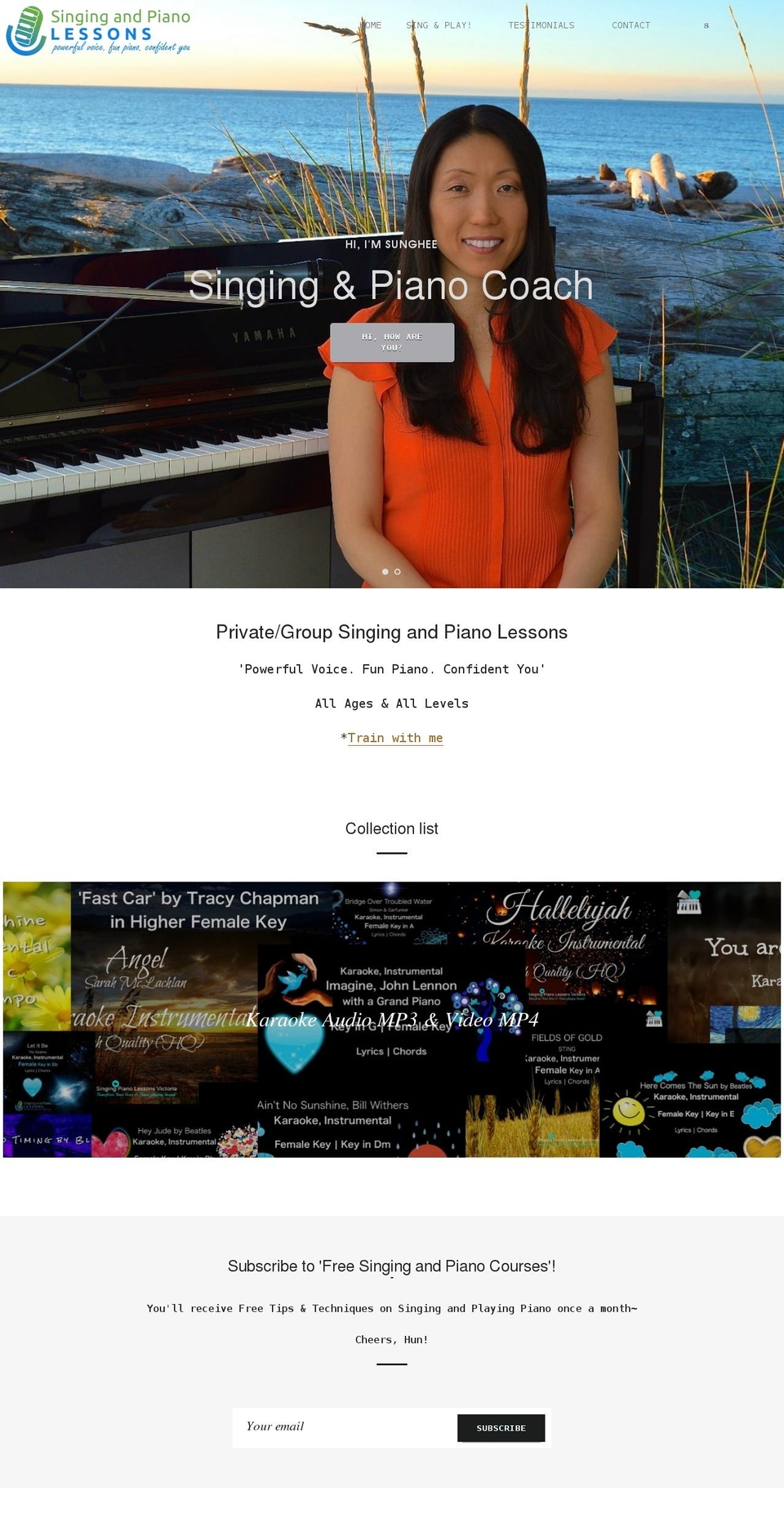 singingandpianolessons.com shopify website screenshot