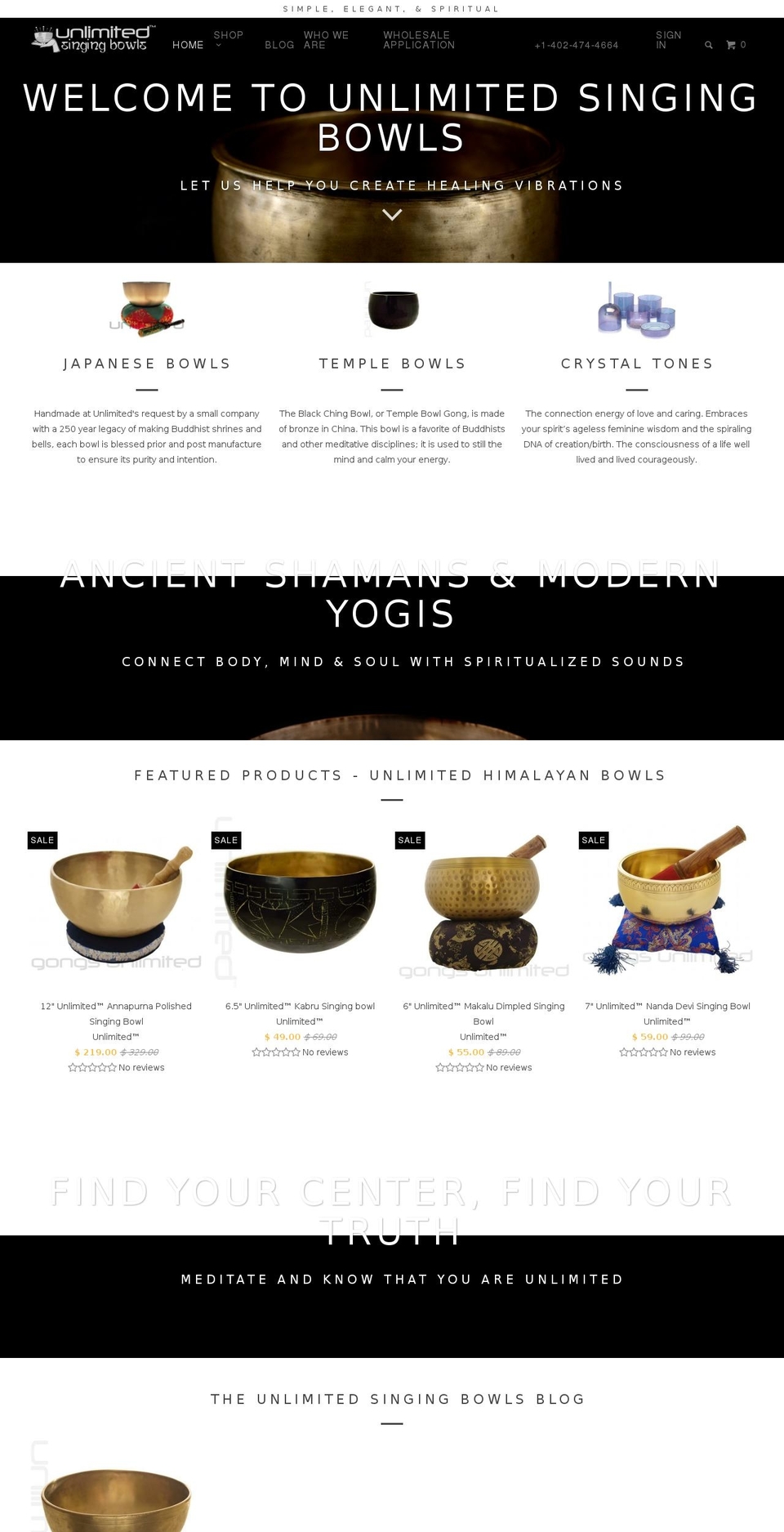 singingbowls-unlimited.com shopify website screenshot