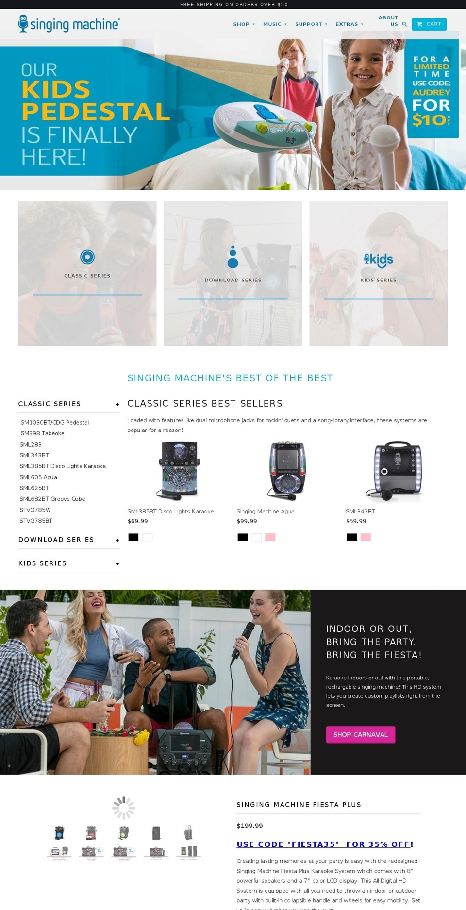 singingmachine.com — Shopify storefront screenshot