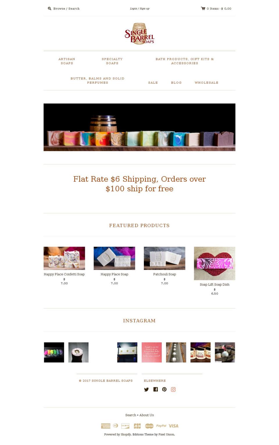 singlebarrelsoaps.com shopify website screenshot