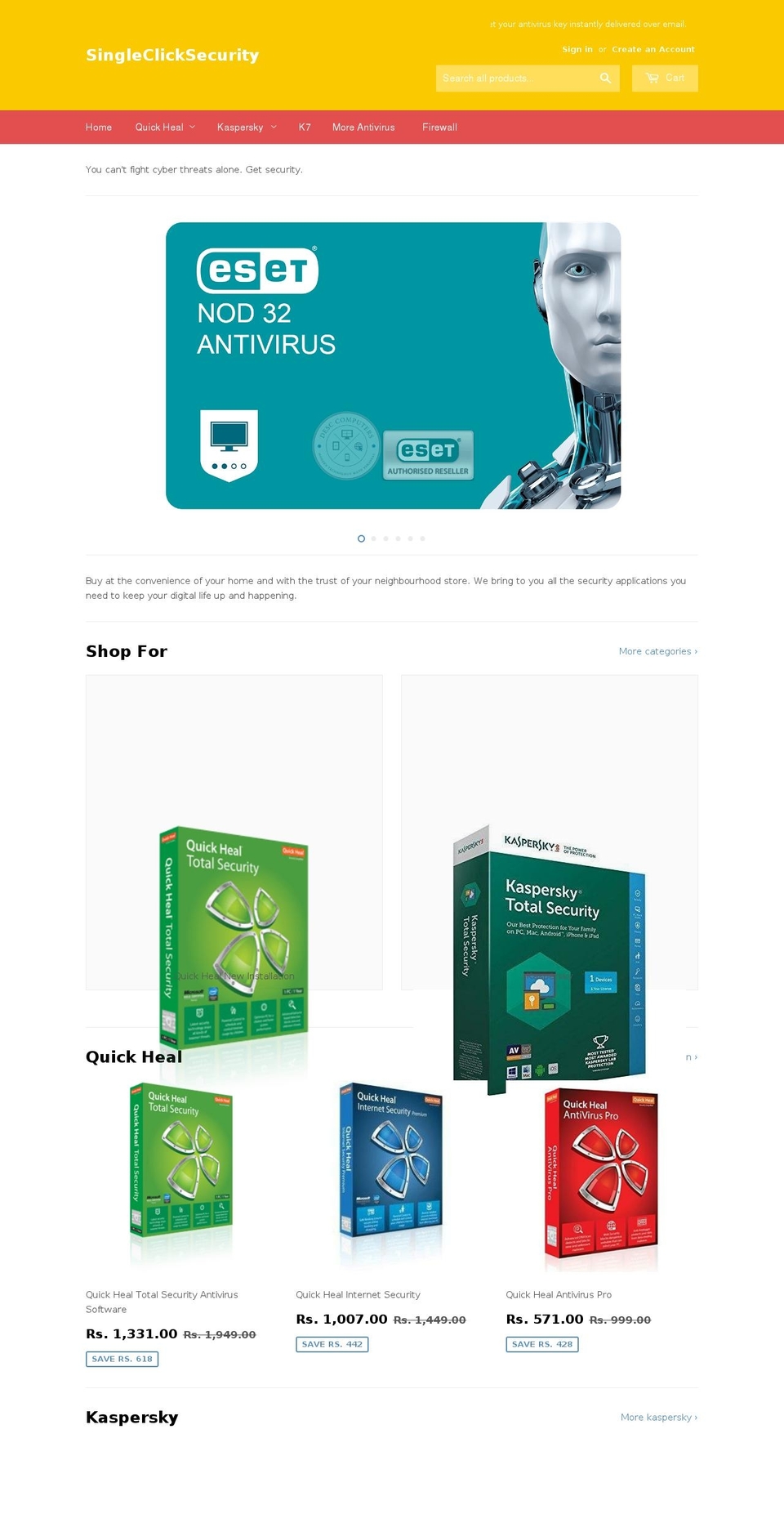 singleclicksecurity.com — Shopify storefront screenshot