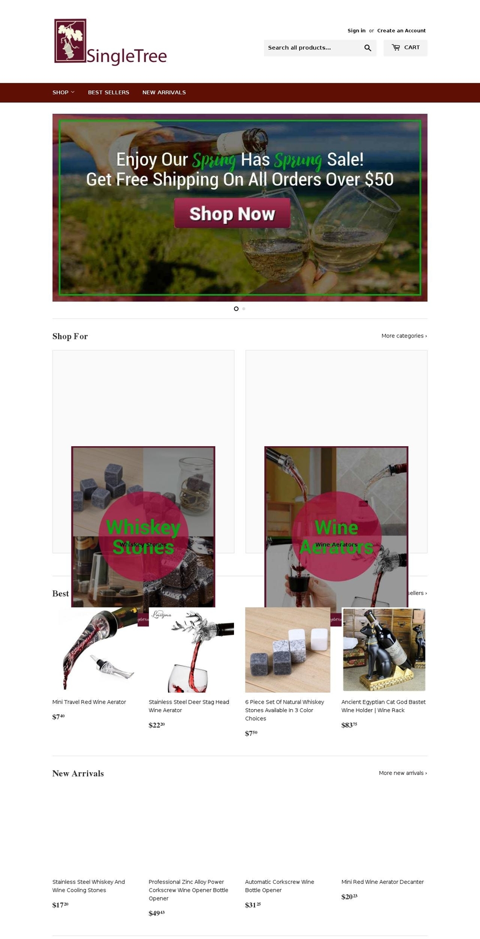singletree.net shopify website screenshot