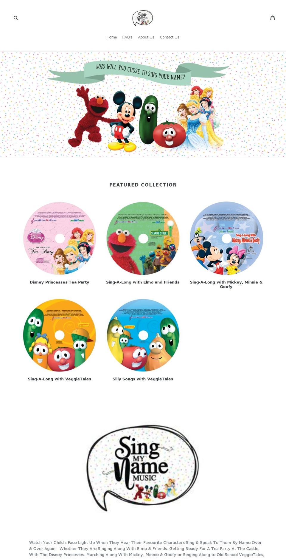 singmyname.com.au shopify website screenshot
