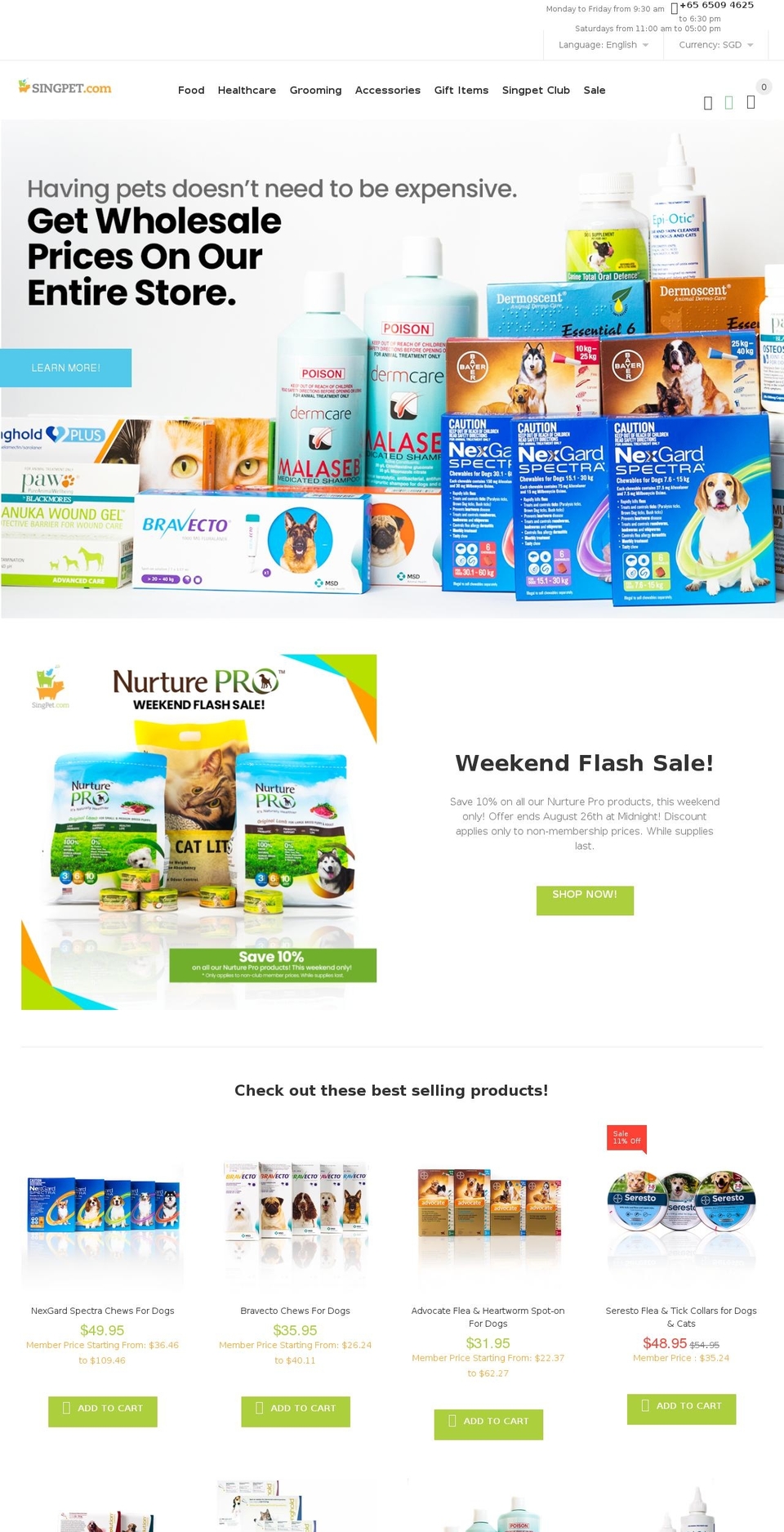singpet.com shopify website screenshot