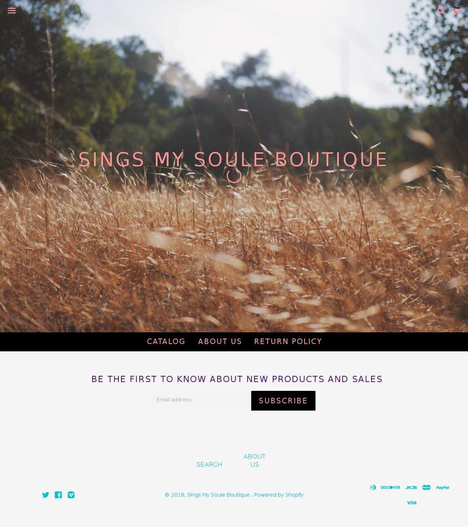 singsmysouleboutique.com shopify website screenshot