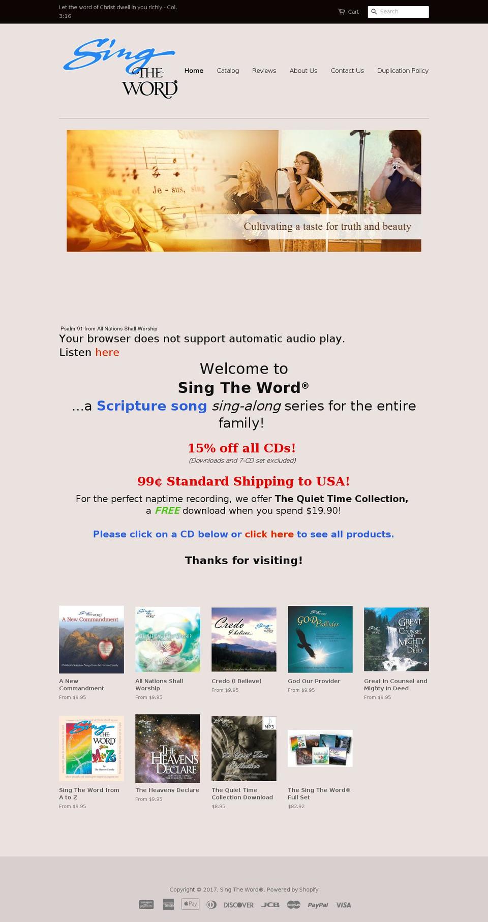 singtheword.com shopify website screenshot