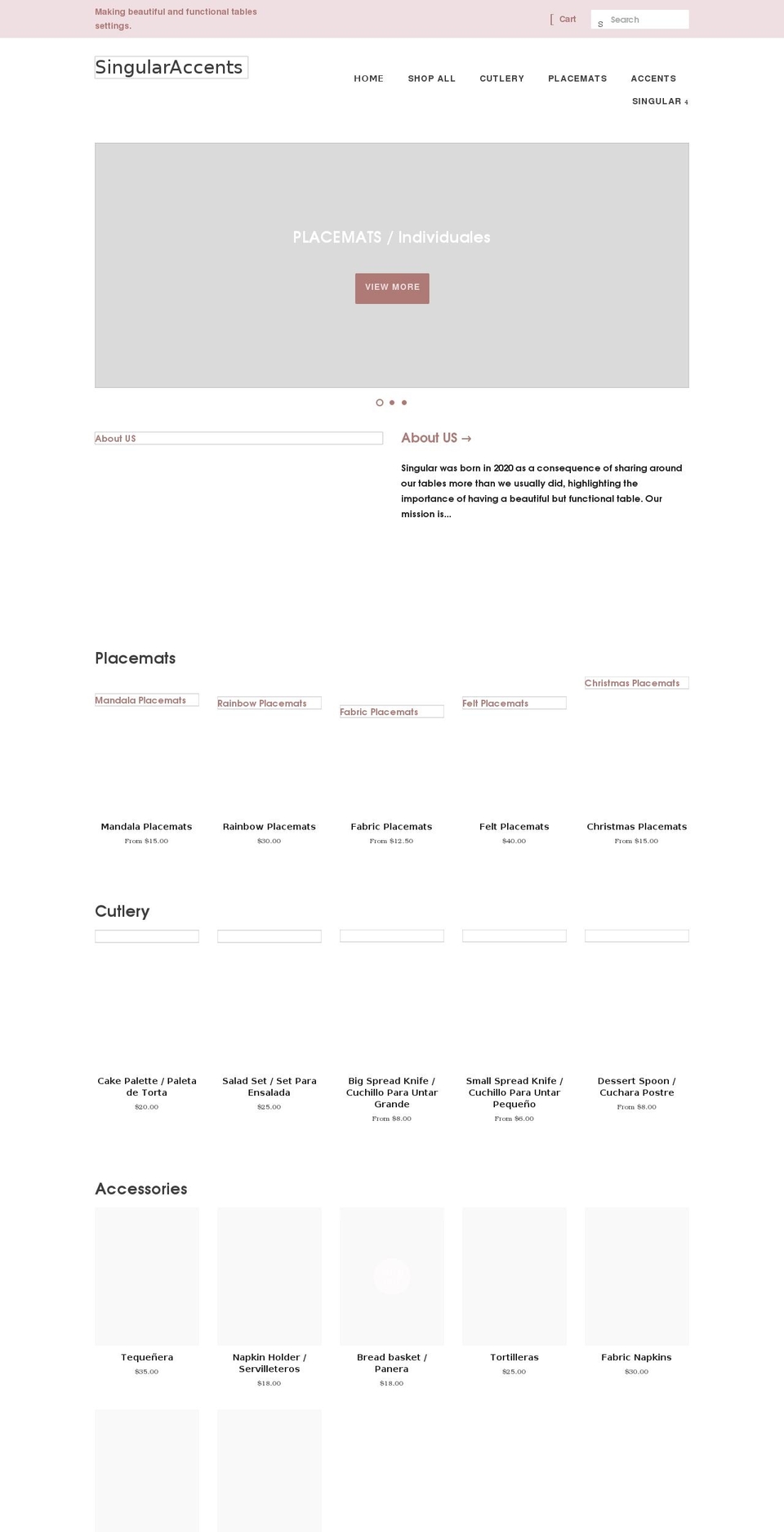 singularaccent.com shopify website screenshot