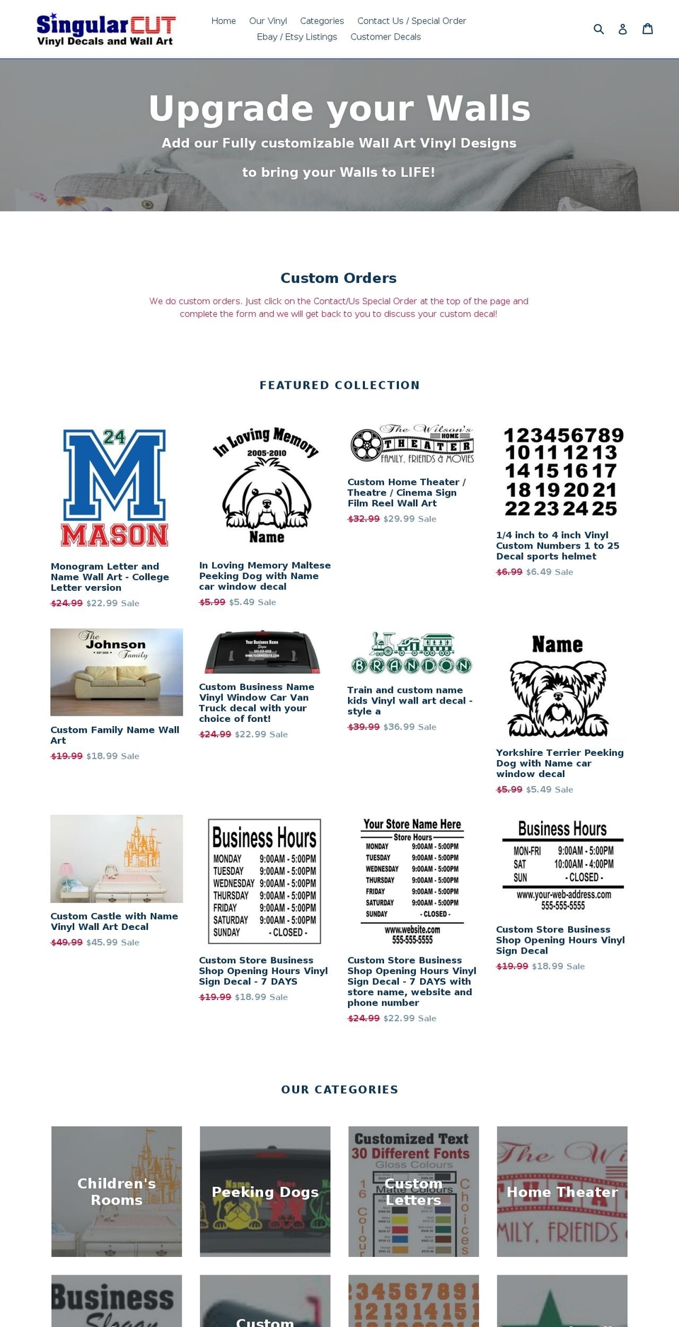 singularcut.com — Shopify storefront screenshot