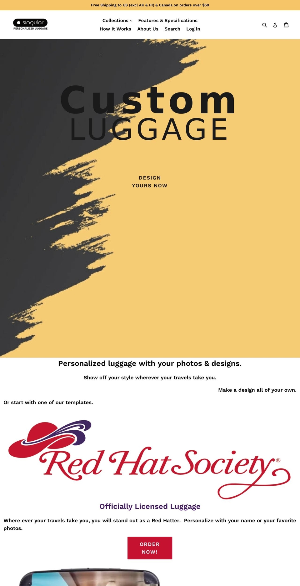 singularluggage.ca shopify website screenshot